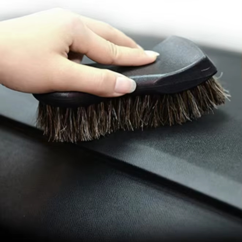 Leather Cleaner Interior - 本物の馬毛レザー製車内清掃ブラシ - 効率的な車内清掃・洗浄ツール